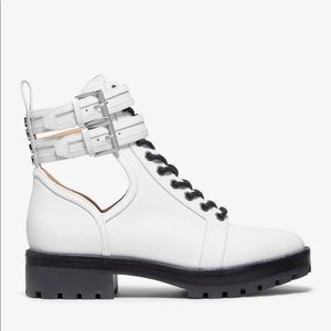 White Michael Kors Combat Boots